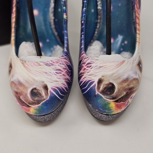 Iron Fist ✦ Unicorn Platform Heels ✦ Graphic Faux Leather Glitter Sole & Round 7 - Picture 5 of 14